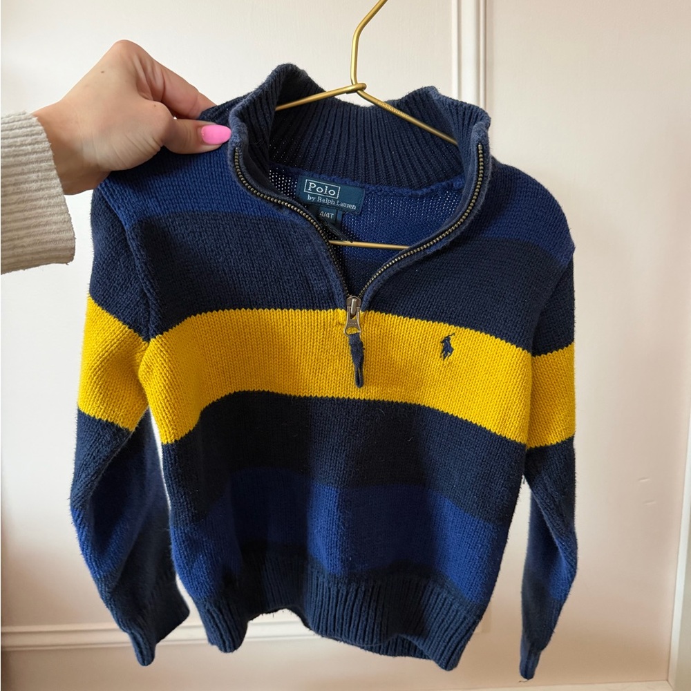 polo by ralph lauren kids striped quarter zip knit sweater